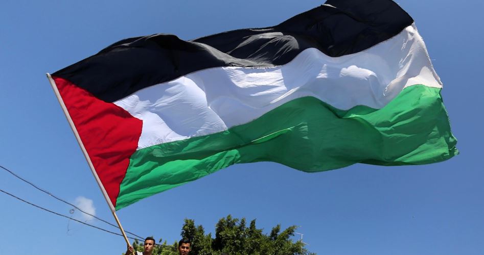 علم فلسطين -المنتصف