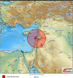 خارطة زلزال البحر المتوسط - المنتصف